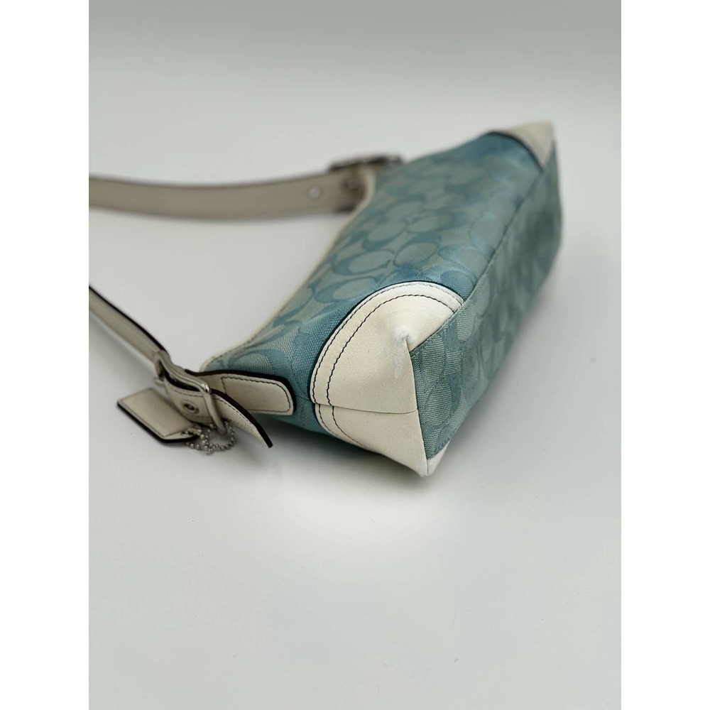 Coach Blue and Cream Monogram Shoulder Bag - Picture 6 of 10